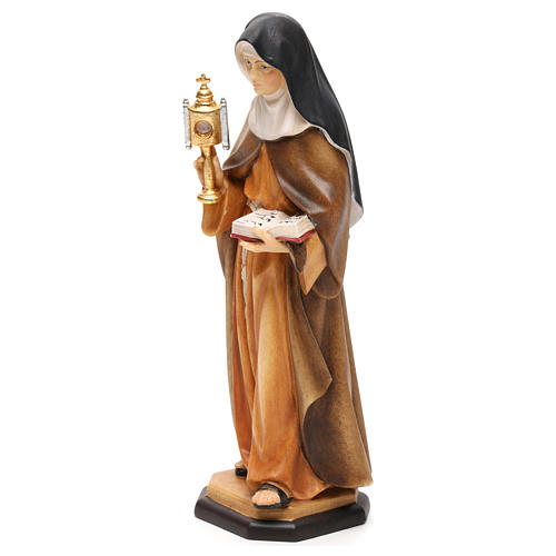 Statue of St. Claire of Assisi with shrine in painted wood from Val Gardena 3