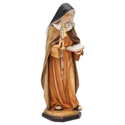 Statue Sainte Claire d'Assise avec custode à hosties bois peint Val Gardena 4