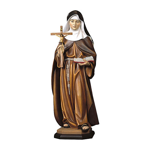 Imagem Santa Maria Crescentia Höss de Kaufbeuern com crucifixo madeira pintada Val Gardena 1
