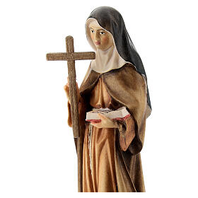 Statua Santa S. Angela da Foligno con croce legno dipinto Val Gardena