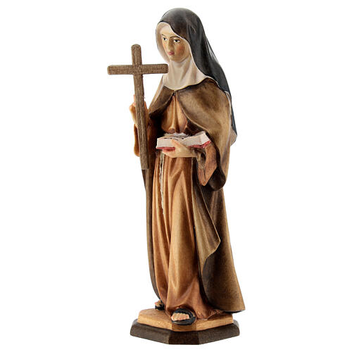 Statua Santa S. Angela da Foligno con croce legno dipinto Val Gardena 3