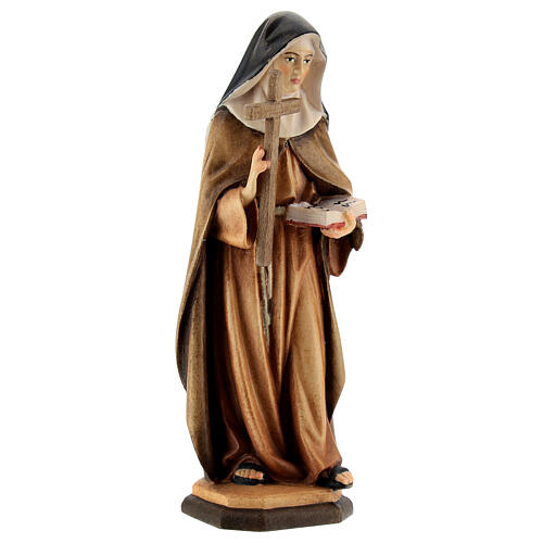 Statua Santa S. Angela da Foligno con croce legno dipinto Val Gardena 4