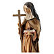 Imagem Santa Ângela de Foligno com cruz madeira pintada Val Gardena s2