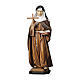 Statue Ste Françoise Schervier avec croix bois peint Val Gardena s1