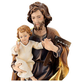 Saint Joseph avec enfant et équerre bois Val Gardena