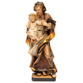 Statue in legno dipinto: San Giuseppe con bambino e squadra legno Valgardena