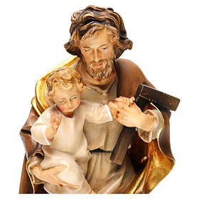 Statue in legno dipinto: San Giuseppe con bambino e squadra legno Valgardena