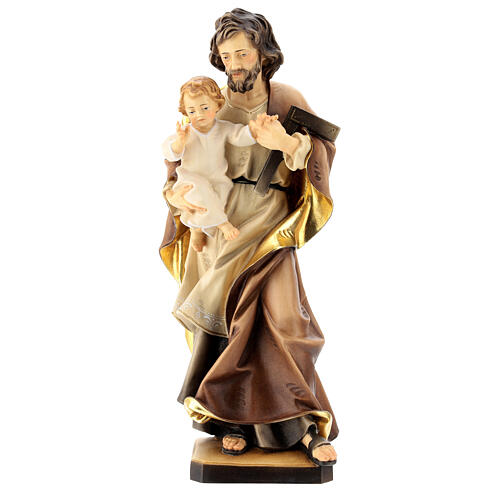 San Giuseppe con bambino e squadra legno Valgardena 6
