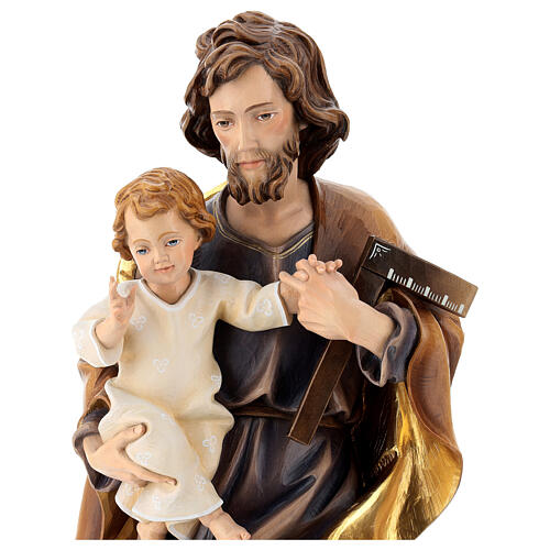 Święty Józef z Dzieciątkiem i kątownikiem drewno Valgardena 2