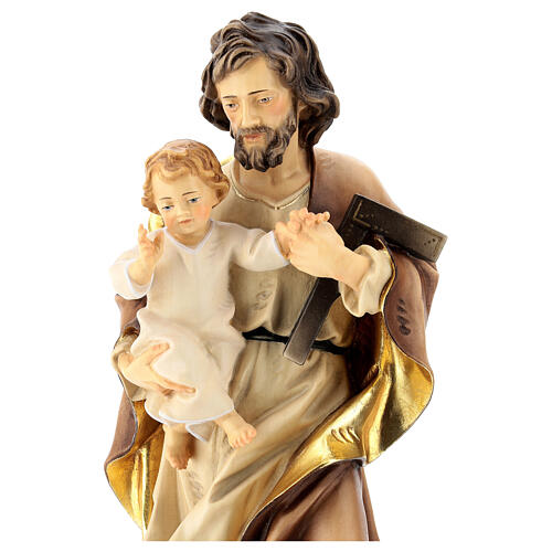 Święty Józef z Dzieciątkiem i kątownikiem drewno Valgardena 7