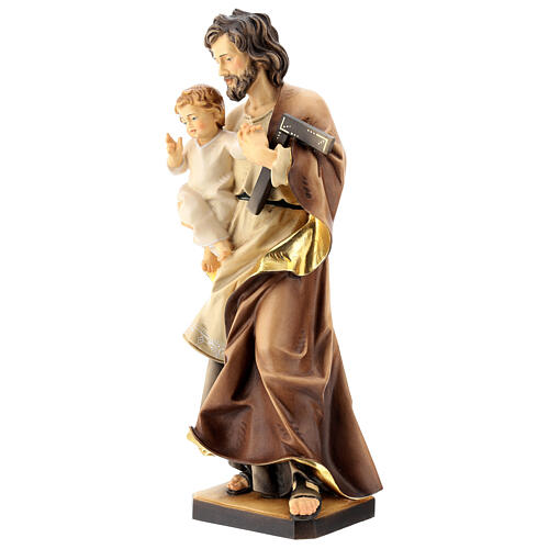 Święty Józef z Dzieciątkiem i kątownikiem drewno Valgardena 8