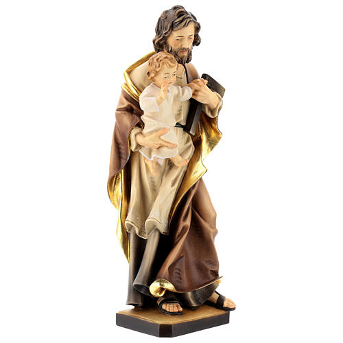 Święty Józef z Dzieciątkiem i kątownikiem drewno Valgardena 9