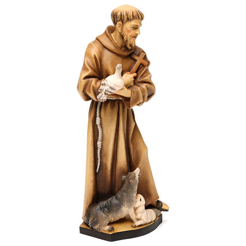 St. Francis of Assisi with animals statue in wood, Val Gardena 4