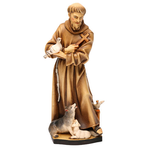 Święty Franciszek z Asyżu ze zwierzętami drewno Valgardena 1