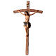 Crucifix in wood, curved cross and blue garment, Val Gardena s1