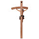 Crucifix in wood, curved cross and blue garment, Val Gardena s5