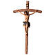 Crucifixo Nazareno cruz curva azul escuro madeira Val Gardena s1