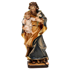 Saint Joseph avec enfant et lys bois Val Gardena