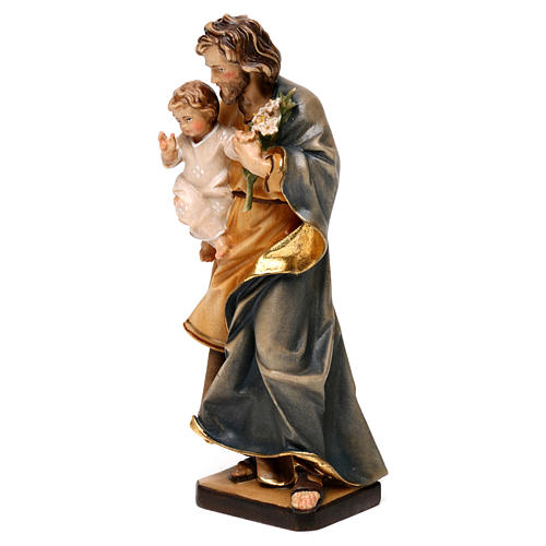 Święty Józef z Dzieciątkiem i lilią drewno Valgardena 3