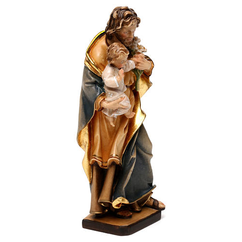 Saint Joseph holding Baby Jesus and lily in Valgardena wood 4