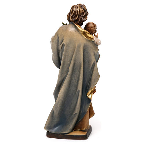 Saint Joseph holding Baby Jesus and lily in Valgardena wood 5
