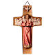 Wood Cross with Good Shepherd, red robe, Val Gardena s1