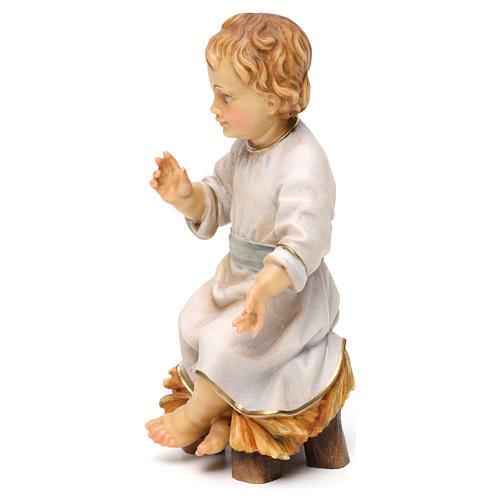 Niño Jesús sentado en su cuna madera Val Gardena 3