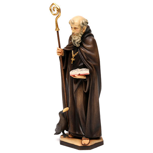 Heiliger Benedikt mit Rabe und Brot Grödnertal Holz 3