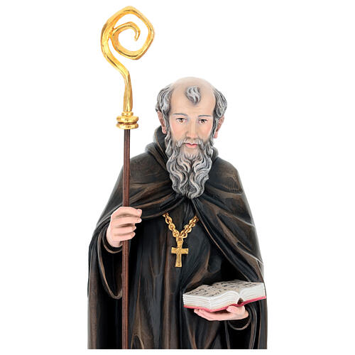 Saint Benoît de Nursie avec corbeau et pain bois Val Gardena 6