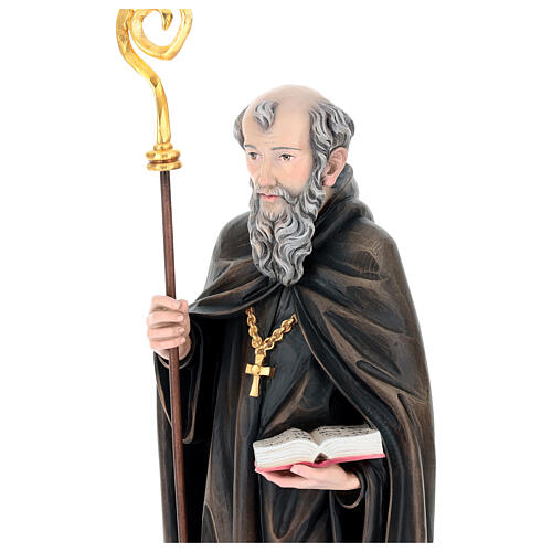 Saint Benoît de Nursie avec corbeau et pain bois Val Gardena 8