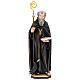 St. Benedict of Norcia statue with crow and bread, in Valgardena wood s1