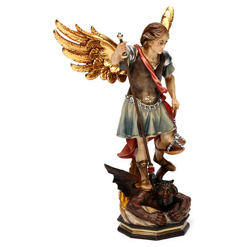 St. Michael with scale statue in wood, Val Gardena 4
