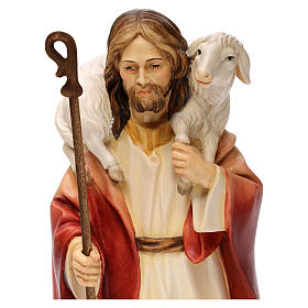 Jesus the Good Shepherd statue in wood, Val Gardena