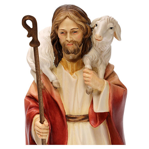 Jesus the Good Shepherd statue in wood, Val Gardena 2