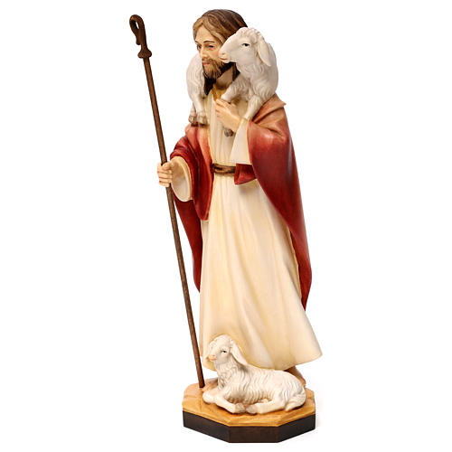 Jesus the Good Shepherd statue in wood, Val Gardena 3