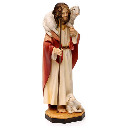 Jesus the Good Shepherd statue in wood, Val Gardena 4