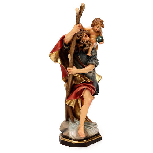 St. Christopher with child statue in wood, Val Gardena 4