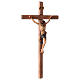 Baroque Crucifix in wood, straight cross and blue garment, Val Gardena s3