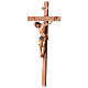 Baroque Crucifix in wood, straight cross and blue garment, Val Gardena s4