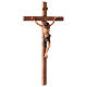 Crucifixo barroco cruz reta azul escuro madeira Val Gardena s3
