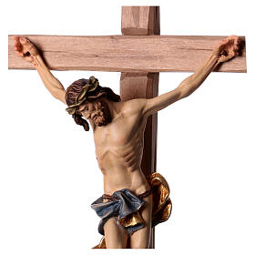 Baroque crucifix cross with blue wrap in Valgardena wood