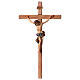 Baroque crucifix cross with blue wrap in Valgardena wood s1