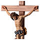 Baroque crucifix cross with blue wrap in Valgardena wood s2