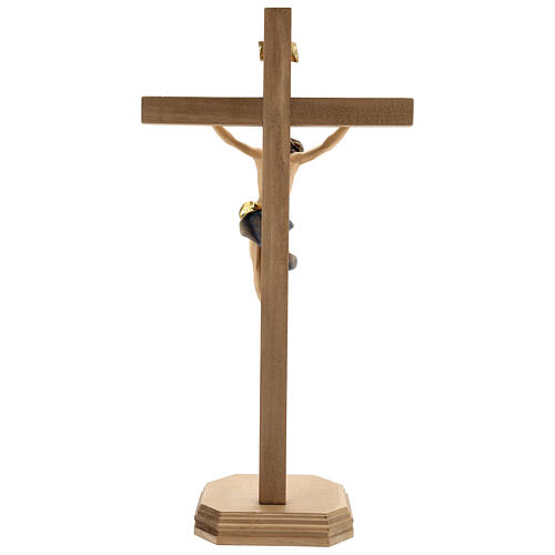 Crucifix baroque croix piédestal bleu bois Val Gardena 5