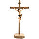 Crucifix baroque croix piédestal bleu bois Val Gardena s1