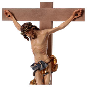 Crocifissi in legno: Crocifisso Barocco croce piedistallo blu legno Valgardena