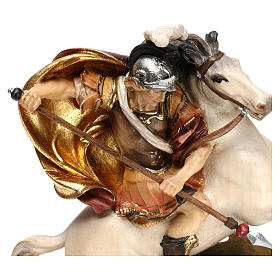 Saint Georges à cheval avec dragon bois Val Gardena