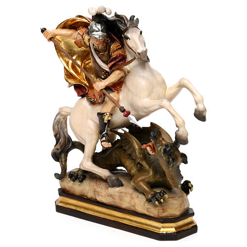 San Giorgio a cavallo con drago legno Valgardena 3