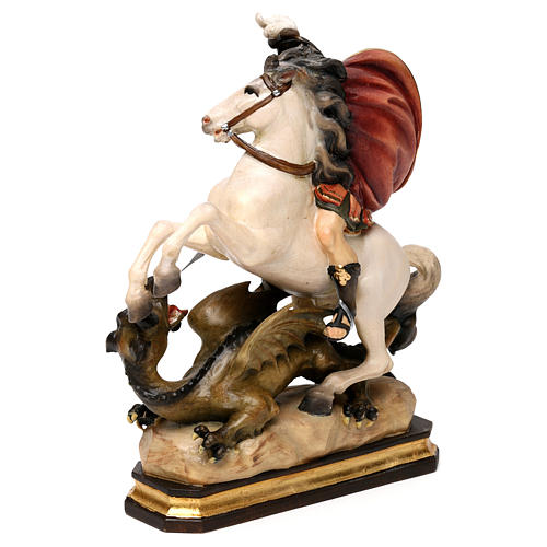 San Giorgio a cavallo con drago legno Valgardena 4