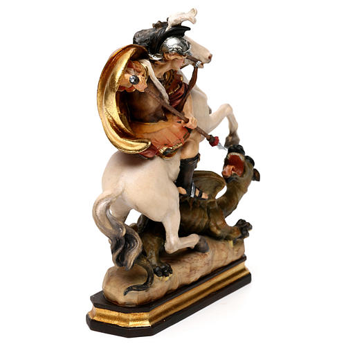 San Giorgio a cavallo con drago legno Valgardena 5
